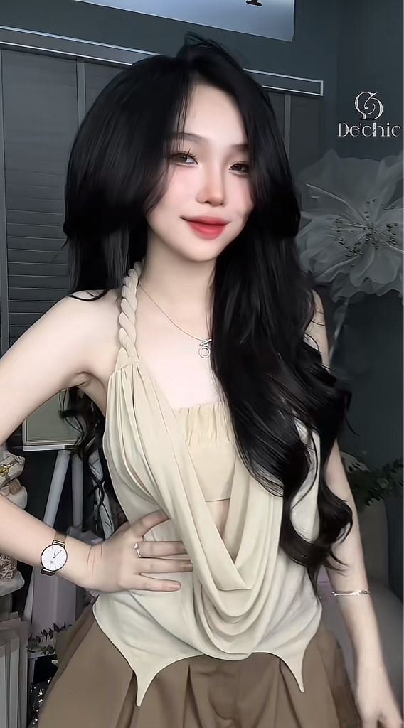 Set áo yếm xoắn cổ phối áo quây trong (E31)