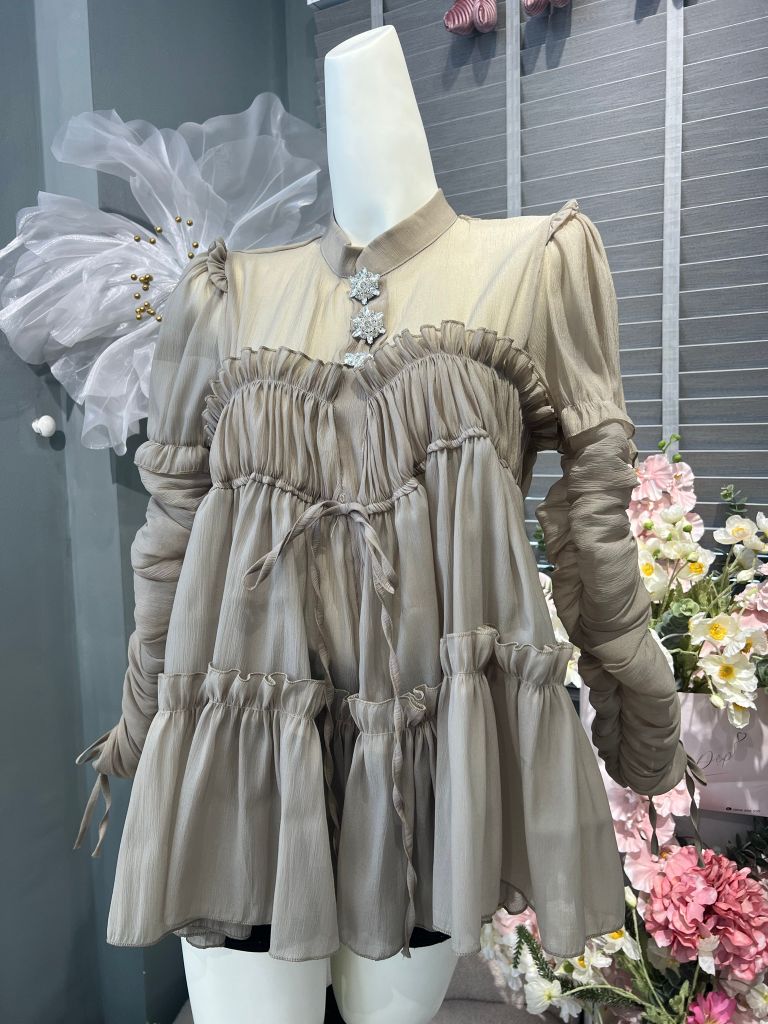 Babydoll voan tay nhún phối 3 đá