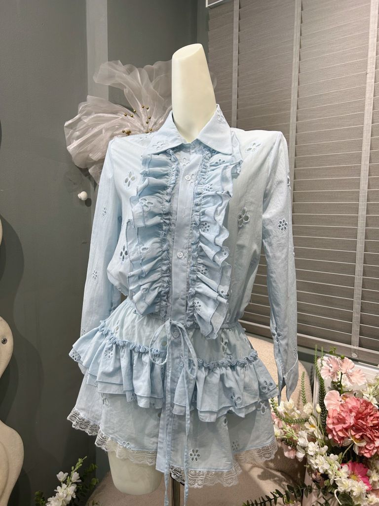 Đầm xô dài tay phối viền bèo (c17)