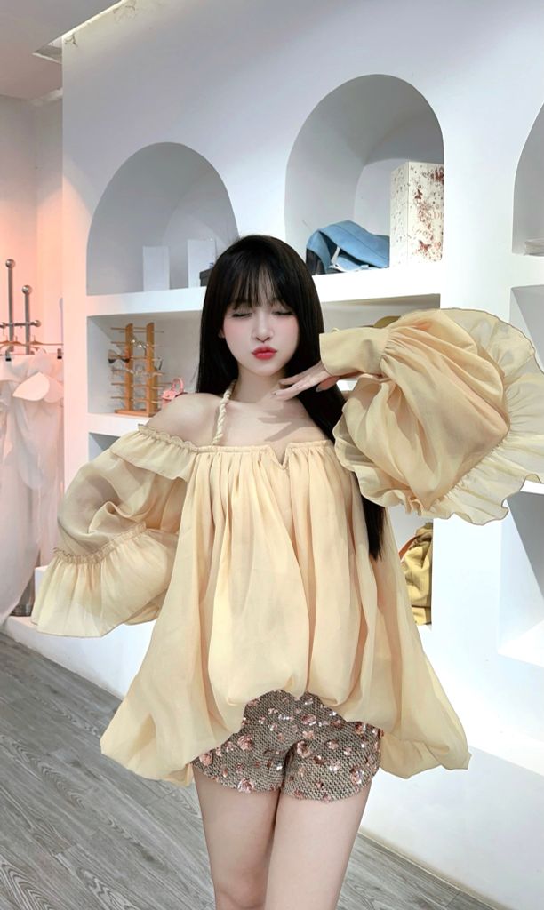 Set áo bồng cổ yếm kèm kim sa (E28)