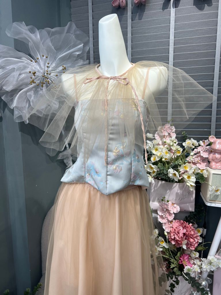 Set áo 2 dây kèm cv dài phối choàng