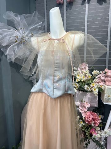 Set áo 2 dây kèm cv dài phối choàng (N95)