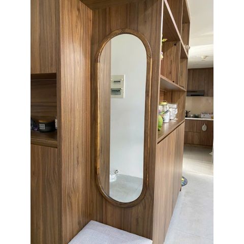 40x120cm Gương soi oval khung gỗ AAArealhome Gương trang điểm Gương nhà tắm