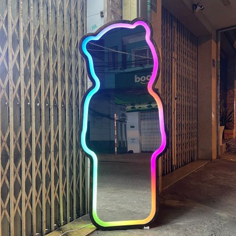 80x180cm Gương soi chú gấu khung gỗ AAArealhome GG Gương soi chú gấu khung gỗ đèn led chạy đuổi