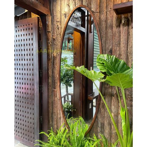 70x180cm Gương soi elip khung gỗ AAArealhome EGT Gương soi toàn thân khung gỗ