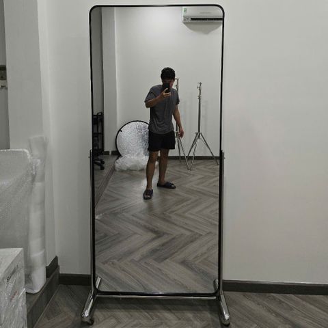 70x180cm Gương soi toàn thân inox AAArealhome BKN + Chân Inox + bánh xe