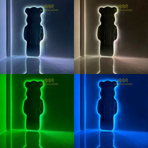 Đi tỉnh 70x170cm Gương soi chú gấu đèn led AAArealhome G1 Gương soi toàn thân đèn led cảm ứng BearBrick Mirror