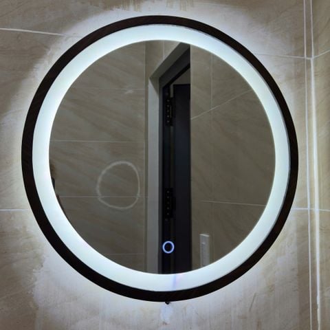 80x80cm Gương tròn khung gỗ AAArealhome TG PC Gương tròn trang điểm Gương soi nhà tắm