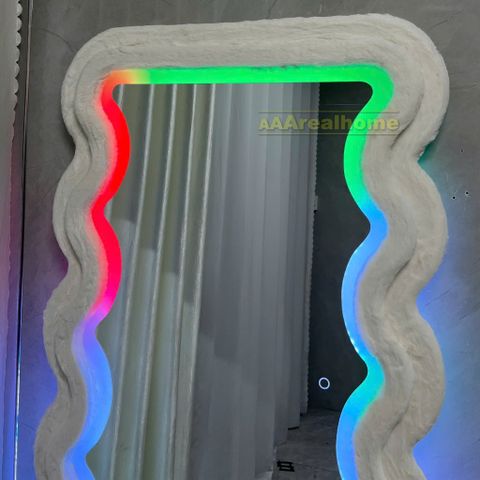 100x180cm Gương sóng biển bọc nhung AAArealhome SB7 nhung led RGB chạy đuổi