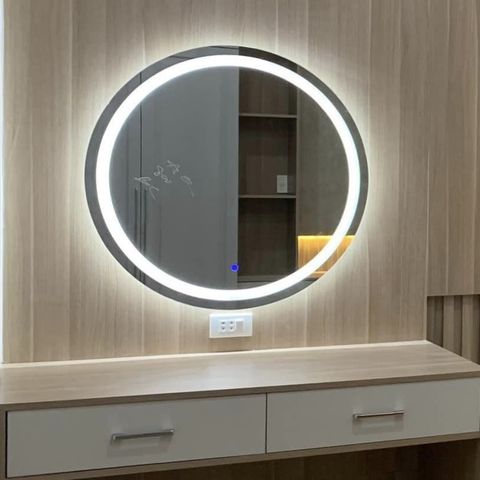 80x80cm Gương tròn đèn led AAArealhome TKV PC Gương trang điểm Gương nhà tắm