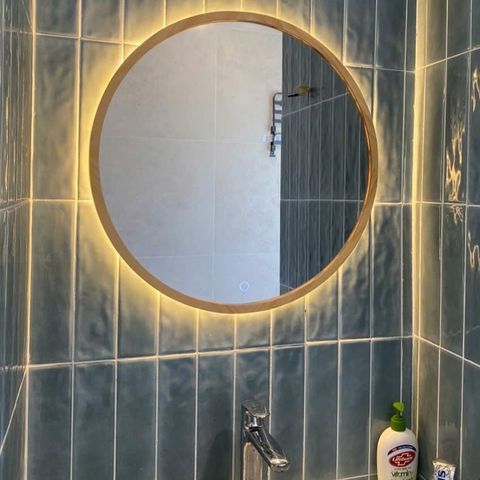 50x50cm Gương tròn khung gỗ AAArealhome TG Gương tròn trang điểm Gương soi nhà tắm