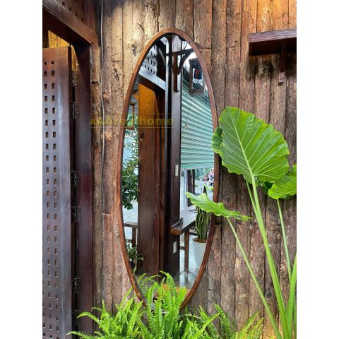 70x180cm Gương soi elip khung gỗ AAArealhome EGT Gương soi toàn thân khung gỗ