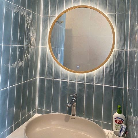 50x50cm Gương tròn khung gỗ AAArealhome TG LH Gương tròn trang điểm Gương soi nhà tắm