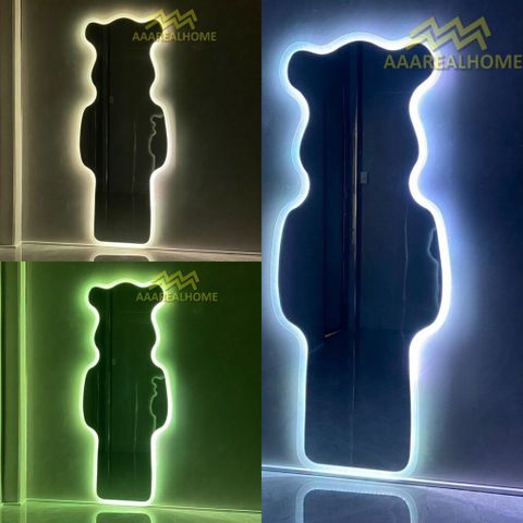 Đi tỉnh 70x170cm Gương soi chú gấu đèn led AAArealhome G1 Gương soi toàn thân đèn led cảm ứng BearBrick Mirror