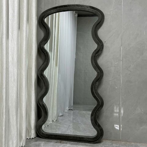 90x180cm Gương soi sóng biển bọc nhung AAArealhome SB5MV xám