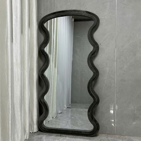 90x180cm Gương soi sóng biển bọc nhung AAArealhome SB5MV xám