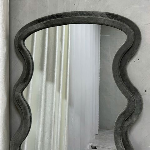 90x180cm Gương soi sóng biển bọc nhung AAArealhome SB5MV xám