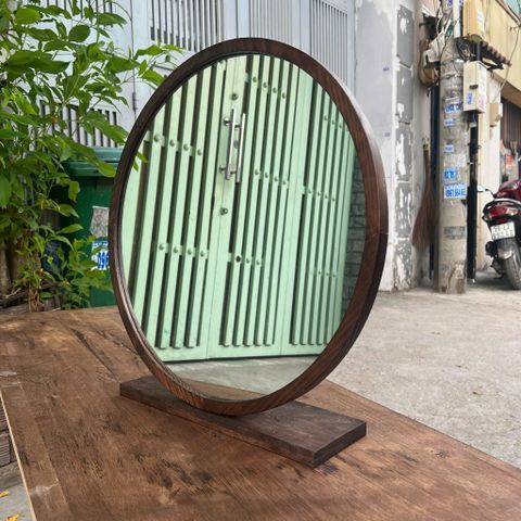 50x50cm Gương tròn khung gỗ để bàn AAArealhome TGDB Gương tròn trang điểm để bàn