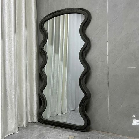 90x180cm Gương soi sóng biển bọc nhung AAArealhome SB5MV xám