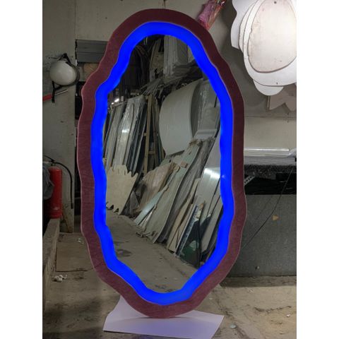 80x180cm Gương soi quả trứng bọc nhung nỉ AAArealhome QTLN Gương quả trưng Gương soi toàn thân đèn led cảm ứng
