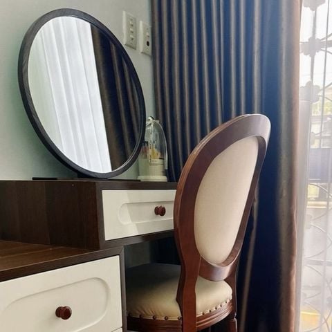 50x50cm Gương tròn khung gỗ để bàn AAArealhome TGDB Gương tròn trang điểm để bàn