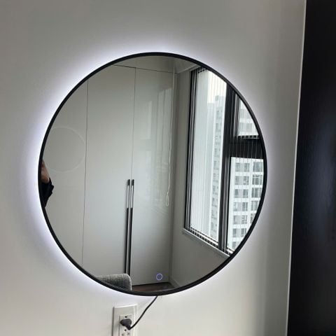 50x50cm Gương tròn khung nhôm đèn led AAArealhome TN LH Gương trang điểm Gương nhà tắm