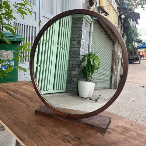 50x50cm Gương tròn khung gỗ để bàn AAArealhome TGDB Gương tròn trang điểm để bàn