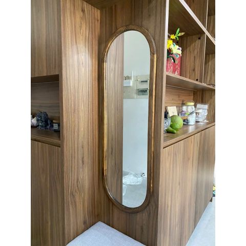 40x120cm Gương soi oval khung gỗ AAArealhome Gương trang điểm Gương nhà tắm