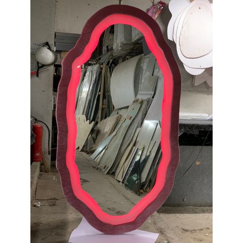 80x180cm Gương soi quả trứng bọc nhung nỉ AAArealhome QTLN Gương quả trưng Gương soi toàn thân đèn led cảm ứng