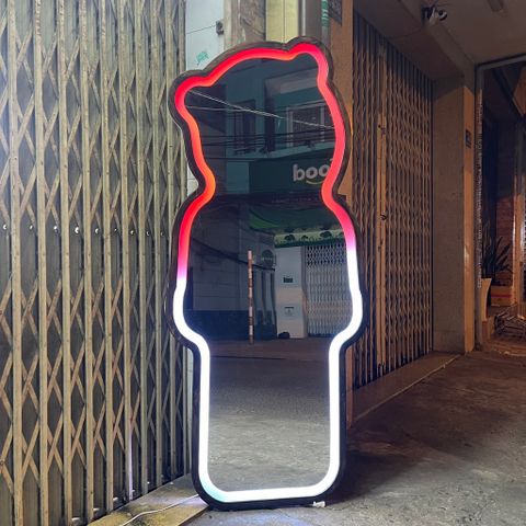 80x180cm Gương soi chú gấu khung gỗ AAArealhome GG Gương soi chú gấu khung gỗ đèn led chạy đuổi
