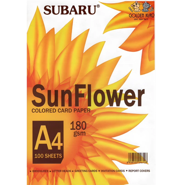  Giấy A4 Sunflower 180 Gsm 100 Tờ Vàng 