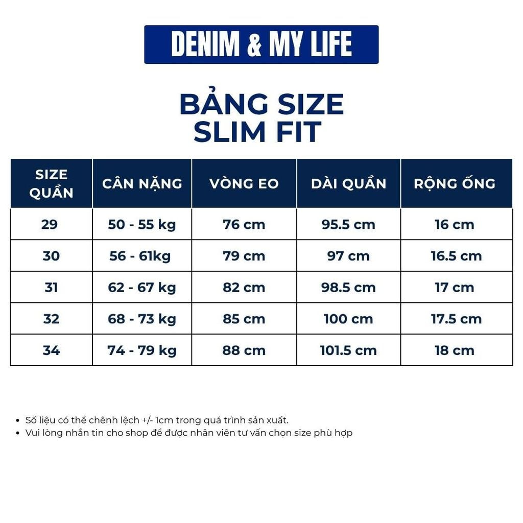 (QJ12) Quần Jeans Slim Fit - Xanh Indigo