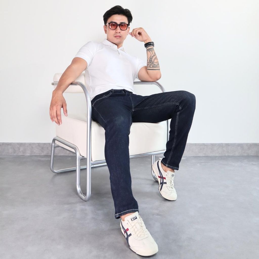 (QJ12) Quần Jeans Slim Fit - Xanh Indigo