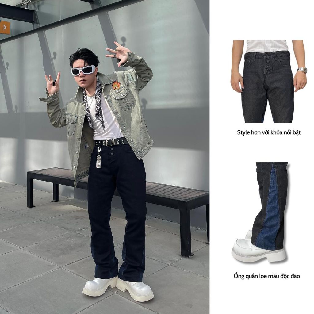 (QJ00) Quần Jeans Nam Denim Ống Loe