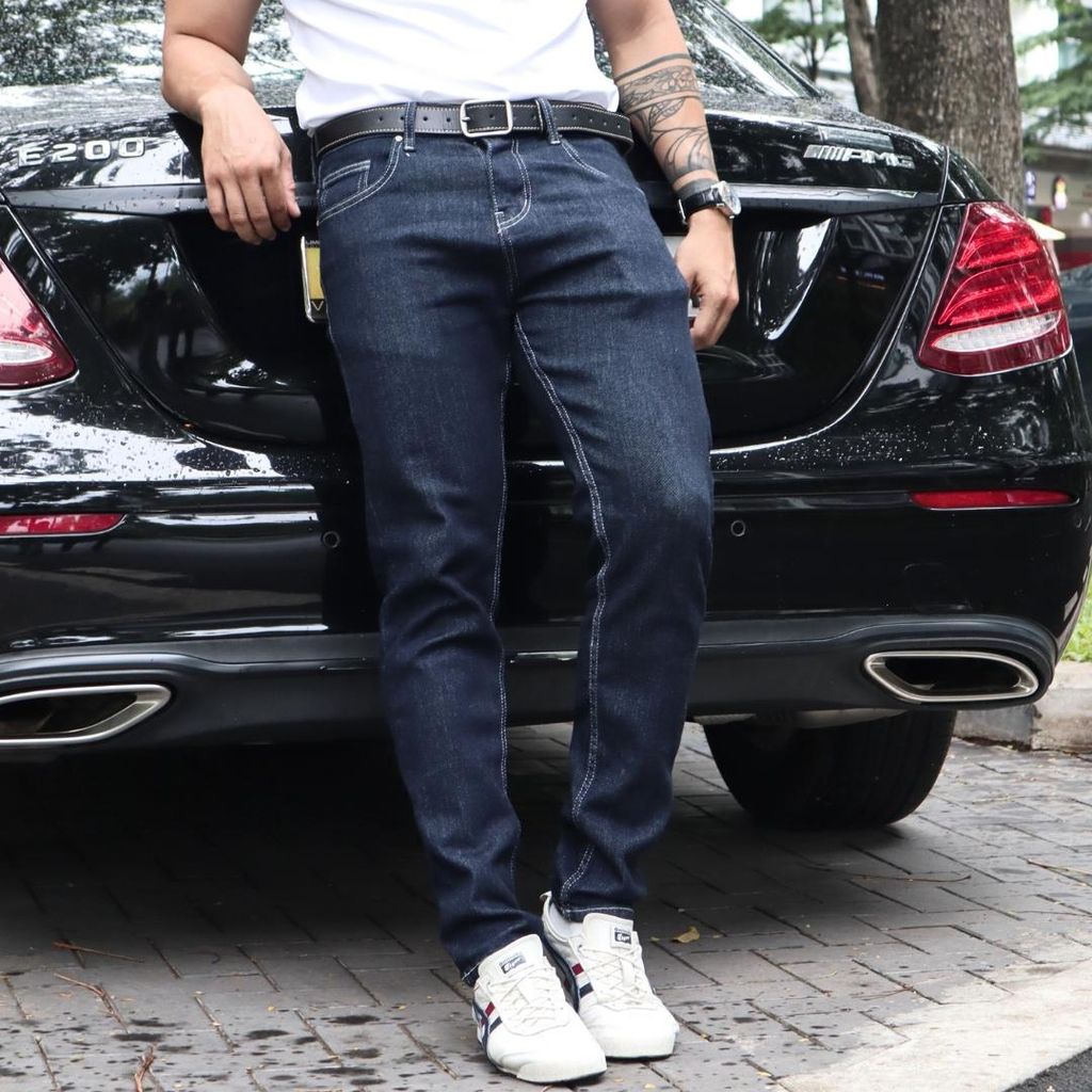 (QJ12) Quần Jeans Slim Fit - Xanh Indigo