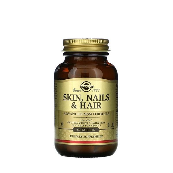 Solgar Hair Skin Nails 60 viên chăm sóc tóc da móng phụ nữ với MSM kẽm vitamin C